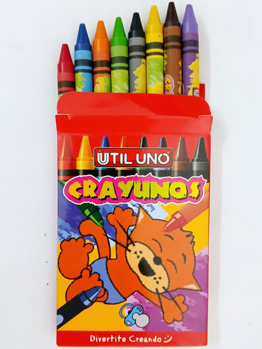 Crayones X 8 Economicos Pack X10 Util Uno Generico