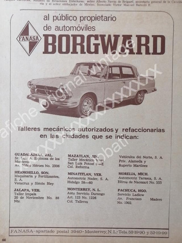 Cartel Retro Autos Borgward 1971 Monterrey, Mexico