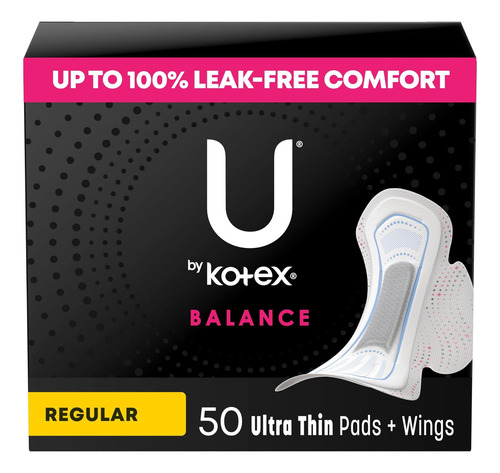 U Por Kotex Balance Almohadillas Ultra Delgadas Con Alas, 50