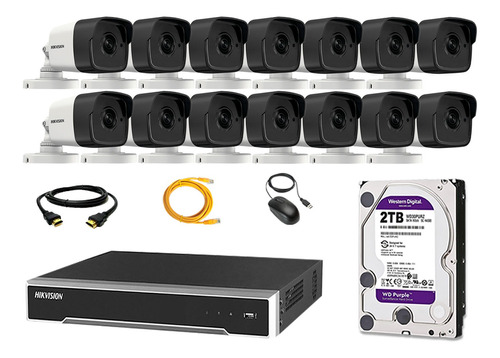 Camara Seguridad Ip Poe Exterior Kit 14 Hikvision Disco 2tb