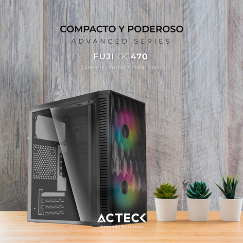 Gabinete Acteck Fuji Gc470 M-atx 500w Rgb 2 Fan Acrilico