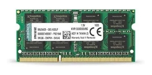  Memoria Ram 8gb Ddr3 1333mhz Laptop Kvr16s11/8