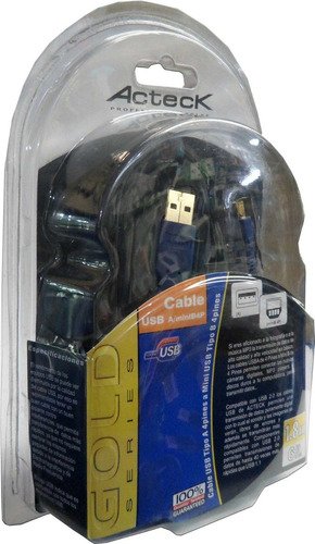 Remate Cable Usb A A Mini B Acteck Acc-usba4 Caus-006 Color Azul