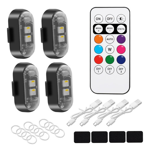 4pcs Estroboscópicas Led Inalámbricas Con Control 8 Colores