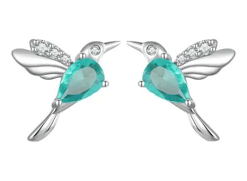 Aretes En Plata 925 Diseño De Colibrí Elegantes Para Mujer 