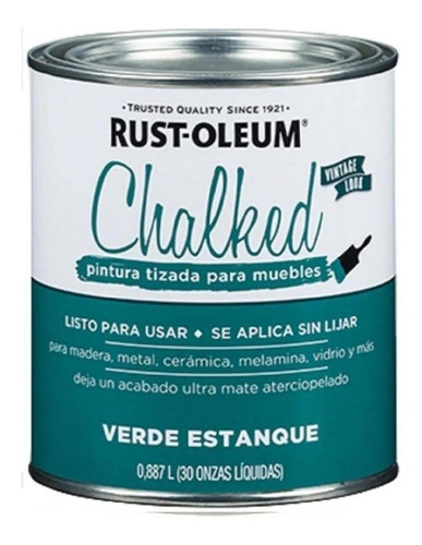 Pintura Esmalte Rust-oleum 0.9 Lt Chalk Verde Estanque Tiza