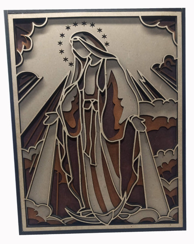 Cuadro Decorativo Virgen Maria - Multicapa Corte Laser
