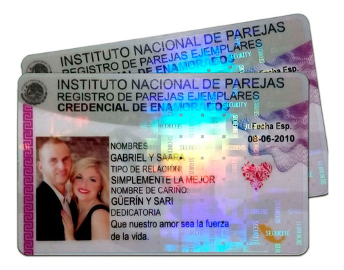 Credencial Para Parejas Alto Brillo Holograma Frente | MercadoLibre Credencial Para Parejas Alto Brillo Holograma Frente | MercadoLibre