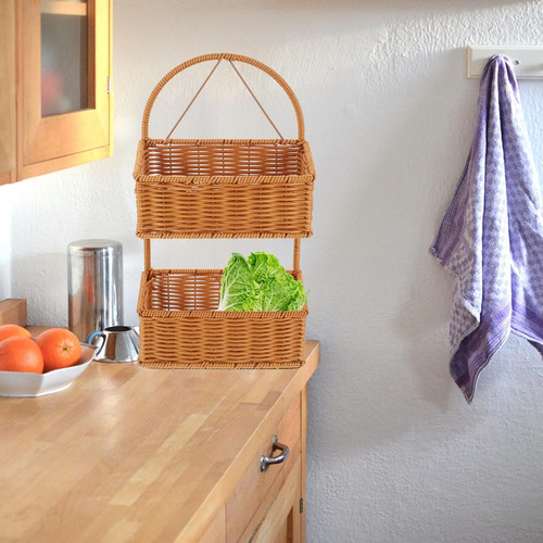 Cesta De Pared De 2 Niveles Tejida Para Almacenamiento