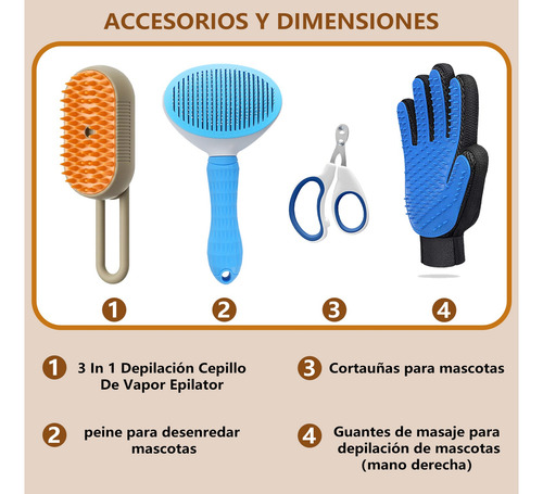 Cepillo Deslanador Gato Perro Peine Mascota Masajeador 4 Kit