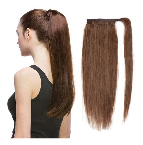 Cabello Humano De Cola De Caballo Natural, 40 Cm, #6, 60 G