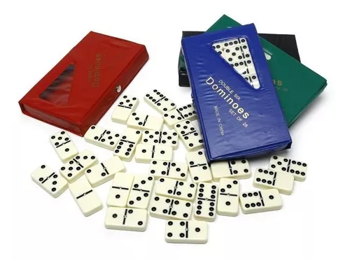 Jogo De Domino Osso Profissional Estojo Com 28 Peças Cores