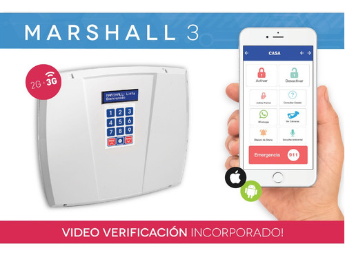 Imagen 4 de 9 de Kit De Alarma Y Alarma Para Hogar Inalambrica Marshall 3 A