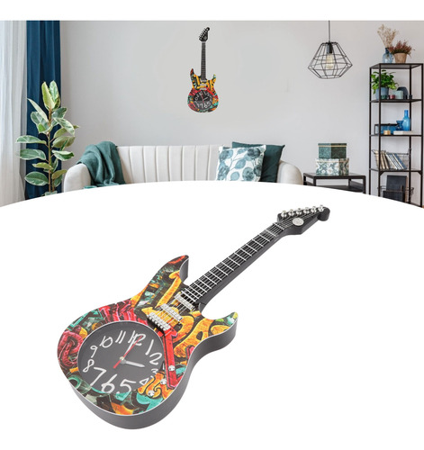Reloj De Pared Con Forma De Guitarra Que Simula El Tiempo, D