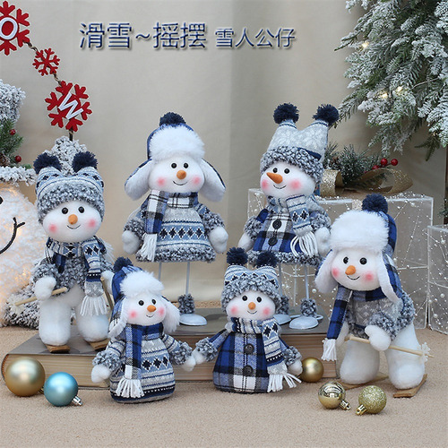 2pcs Muñeca De Navidad Muñeco De Nieve Adorno Decorativo
