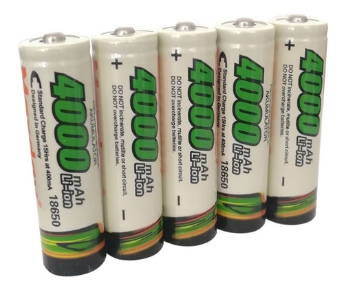 Imagen 1 de 3 de Pack 5 Baterías 18650 Litio Recargables 3.7v 4000mha