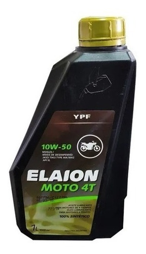 Aceite Ypf Elaion Moto 4t Sintético 100% 10w50 Motostore