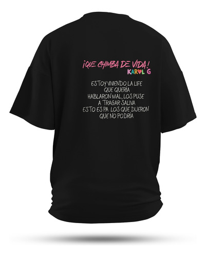 Camiseta Oversize Karol G Cover Art Que Chimba De Vida Msb