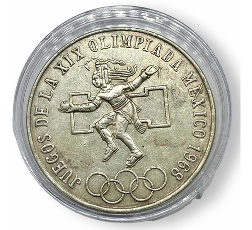 Moneda Plata 25 Pesos Ley 720 Olimpiadas México 68 Encapsula