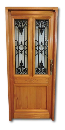 Puerta Estilo Antiguo Modelo E-109. Madera Maciza. Con Reja