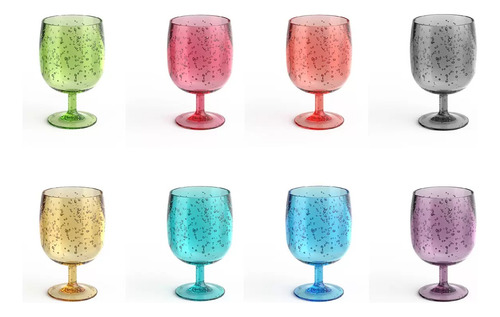 Juego De 8 Vasos Copas De Acrílico De Colores Apilables