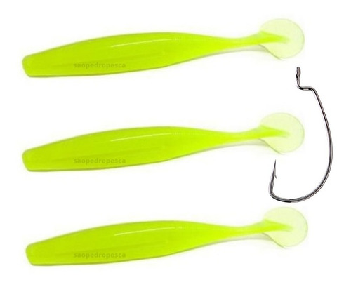 Isca Soft Slow Shad 12cm Monster 3x + Anzol De Brinde