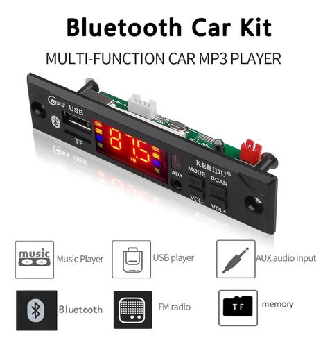 Kit 5x Placa Decodificador Bluetooth Radio Mp3 Áudio Usb Som