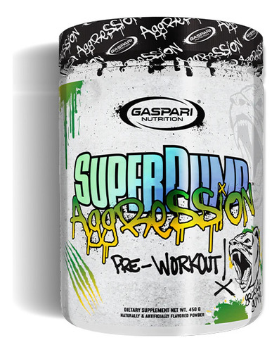 Pre Entreno Super Pump Agrression Gaspari Prework 450grs Sabor Grizzly Gummy