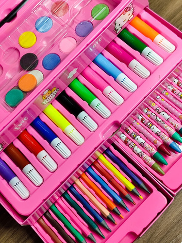Maletín De Plumones, Colores Y Pinturas De Hello Kitty