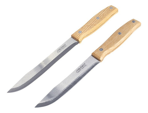 2 Cuchillos Ekco De Acero Inoxidable Con Mango De Madera Col