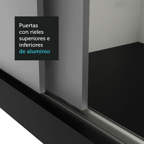 Ropero Closet Madesa 3 Puertas 1 Espejo Ng Color Negro/Gris