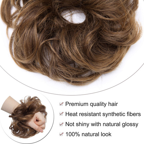 Tousled Updo Desordenado Moño Pieza De Pelo Esponjoso Scrunc