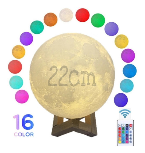 Lámpara Luna 22cm - 16 Colores 