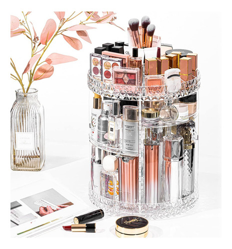 Organizador De Maquillaje Giratorio 360° 4 Niveles Multiusos Color Transparente