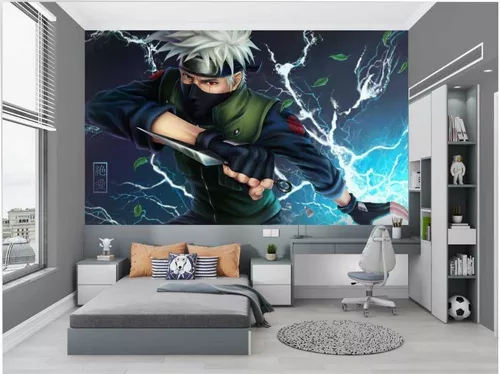 Papel De Parede Quarto Anime Naruto Personagem Kakashi 3m²