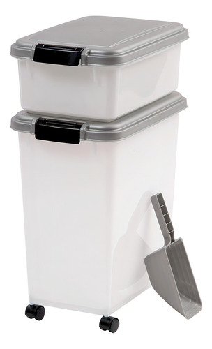 Combo Iris De 3 Piezas De Contenedor Hermético Para Alimento De Mascotas, Gris