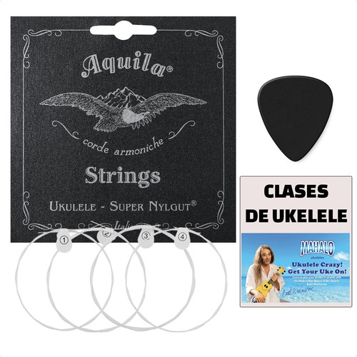 Encordado Cuerdas Ukelele Aquila Super Nylgut + Curso + Pua