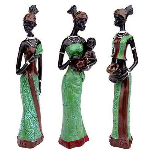 Juego De 3 Estatuas Africanas Vintage. Escultura De Man...
