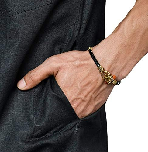 Wonder Care Rudraksha Ganesh Trishul Damroo Kada Para Hombre