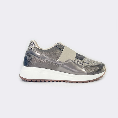 Tenis Resorte Material Combinado - Gris Oscuro