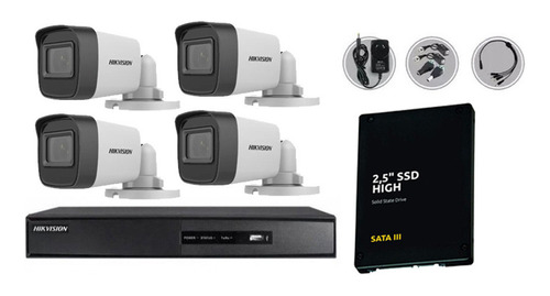 Kit Camaras Seguridad Hikvision Dvr 8 Ch + 4 Bullet + Disco