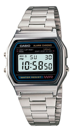 Relógio Casio Vintage Retro Prata Unissex A158wa Original