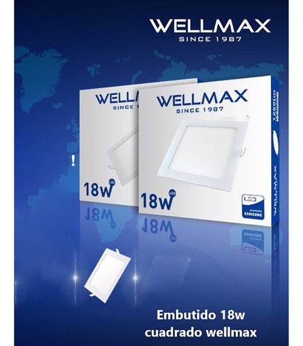 Panel Led Embutido Wellmax 18w Cuadrado Luz Fría