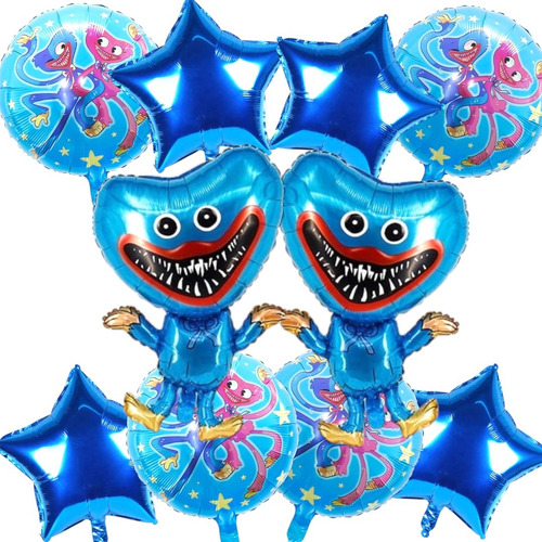 Kit Globos Metalicos Huggy Wuggy 10 Pzs Poppy Play Time Huggy Wuggy