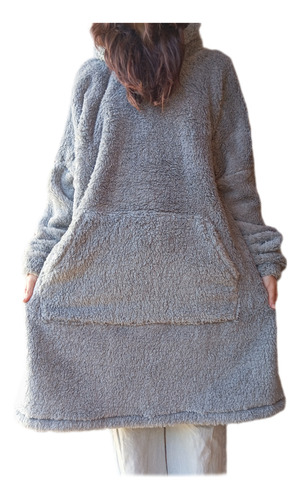 Buzo Manta Oversize Gris Con Capucha Hip Hop Frío Bariloche