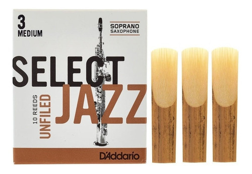 Kit 3 Palhetas Select Jazz Unfiled - Sax Soprano - 3 Medium