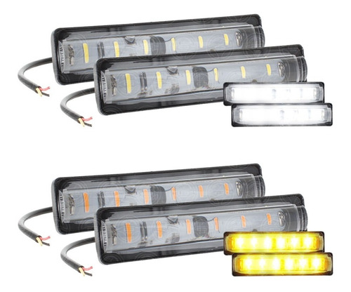 Par Faros Barra 6 Led Lupa Extendida Fija Y Estrobo 12-24v F