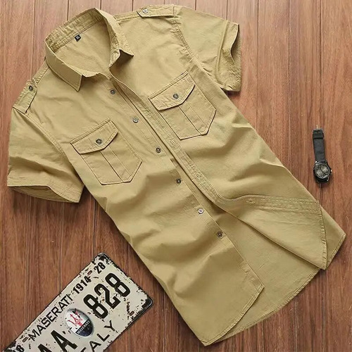 Camisa Militar Para Hombre, Camisa Casual De Algodón De Mang