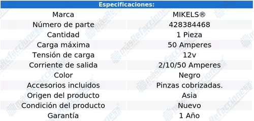 CARGADOR BATERIAS AUT C/ARRANCADOR 2/10/50 Amp - Mikels México, tienda en  línea Mikels