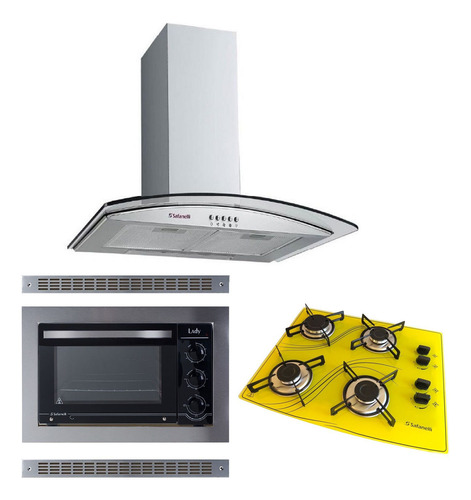  Forno Embutir E Coifa E Cooktop 4 Bocas + Frete Grátis +nfe